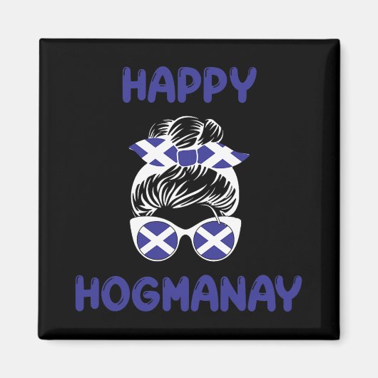 Happy Hogmanay Scotland New Years Eve Messy Bun Wo マグネット (正面)