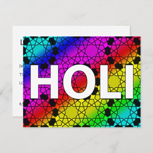 happy holi :カラーと春のフェスティバル 招待状 (正面/裏面)
