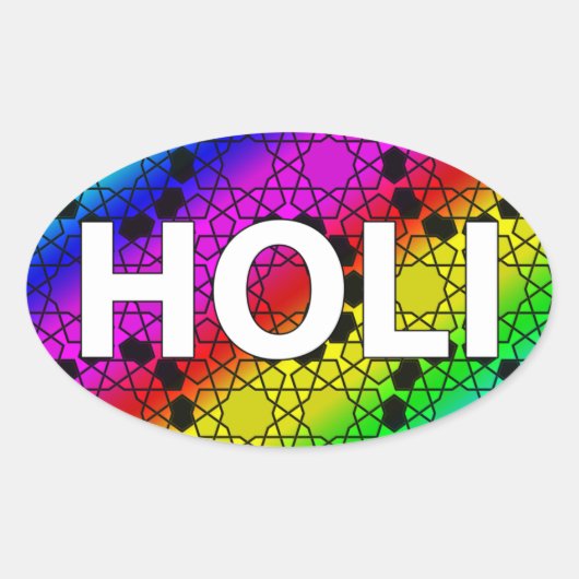 happy holi :カラーと春のフェスティバル 楕円形シール (正面)
