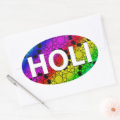 happy holi :カラーと春のフェスティバル 楕円形シール (封筒)