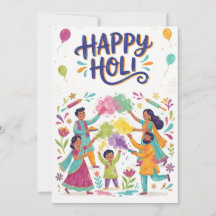 Happy Holi グリーティングカード - 家族の色の祭典