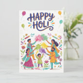 Happy Holi グリーティングカード - 家族の色の祭典 シーズンカード (スタンド正面)
