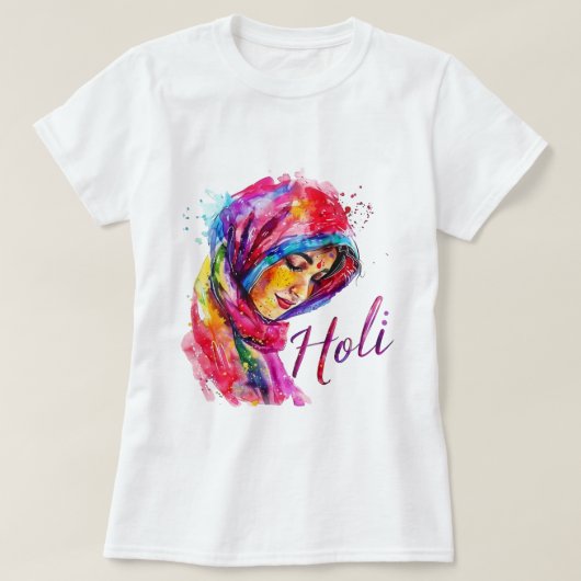 Happy Holi Color Splash Women’s Top Tシャツ (デザイン正面)