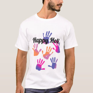 Happy Holi Colorful Handprint T-Shirt Tシャツ
