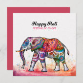 Happy Holi - Festival Colors 招待状 (正面/裏面)