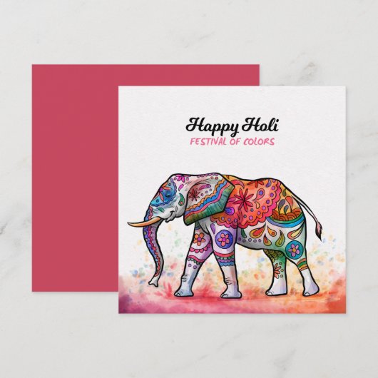 Happy Holi - Festival Colors 招待状 (正面/裏面)