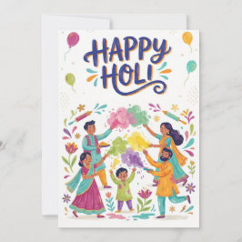Happy Holi Greeting Card - Family Color Festival シーズンカード