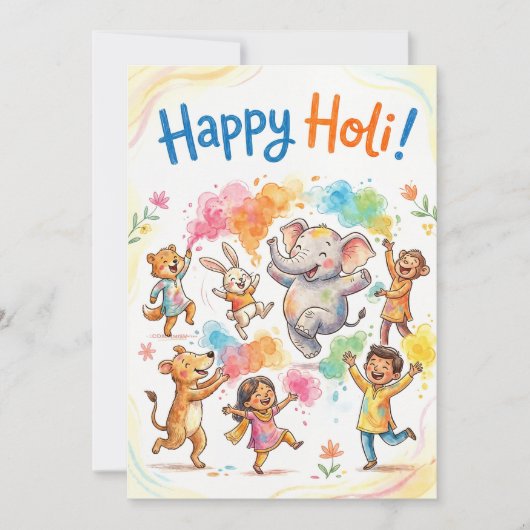 Happy Holi Greeting Card - Festival of Colors シーズンカード (正面)