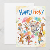 Happy Holi Greeting Card - Festival of Colors シーズンカード (正面/裏面)
