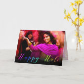Happy Holi Haiフォトタイポグラフィ – グリーティングカード (黄色い花)