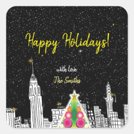 Happy Holidayスタンプ付きカードクリスマスシーズン スクエアシール