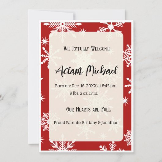 Happy Holiday Baby Birth Announcement Photo 案内状 (正面)