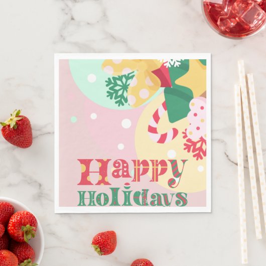 happy holiday christmas with ornaments スタンダードランチョンナプキン (インサイチュ)