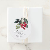 Happy Holiday Script Round Stickerを作成 フェイバータグ (インサイチュ)