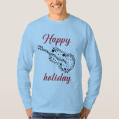 Happy Holiday Script Text Long Sleeve TShirt Music Tシャツ (正面)