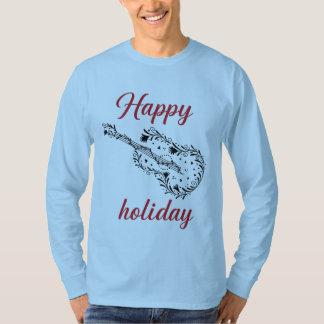 Happy Holiday Script Text Long Sleeve TShirt Music Tシャツ