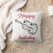 Happy Holiday Script Throw Pillow | Minimal Festiv クッション (ブランケット)