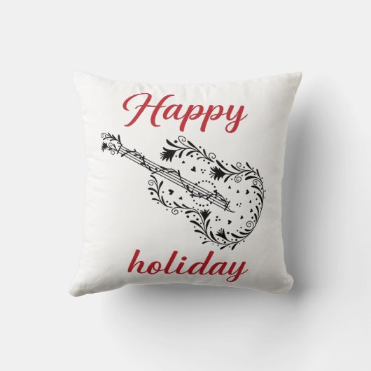 Happy Holiday Script Throw Pillow | Minimal Festiv クッション (裏面)