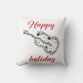 Happy Holiday Script Throw Pillow | Minimal Festiv クッション (正面)