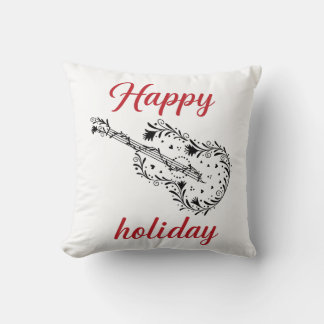 Happy Holiday Script Throw Pillow | Minimal Festiv クッション