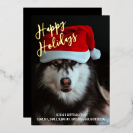 Happy Holidaysのパーソナライズされた写真 箔シーズンカード
