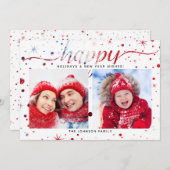 HAPPY Holidaysまたはハヌカー |カラーマッチング文字 シーズンカード (正面/裏面)