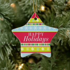 Happy Holidaysカラフルの追加オーナメント セラミックオーナメント
