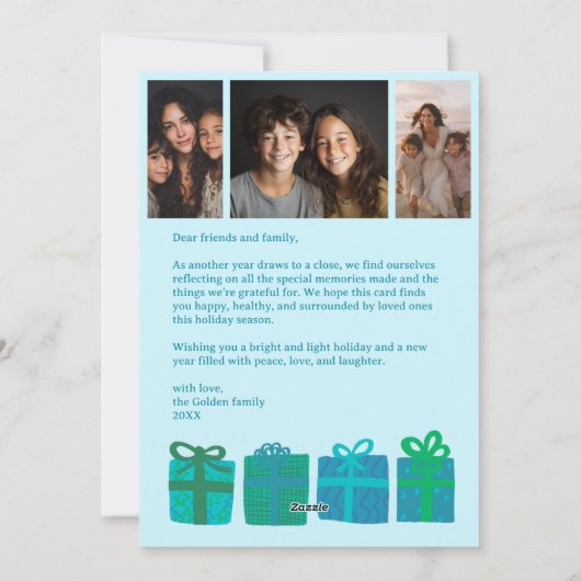 HAPPY HOLIDAYSギフトカスタムクリスマス3枚 シーズンカード (裏面)