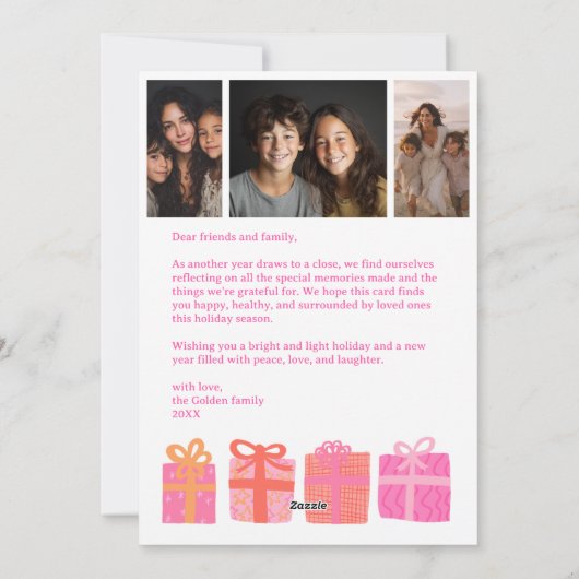 HAPPY HOLIDAYSギフトカスタムクリスマス3枚 シーズンカード (裏面)