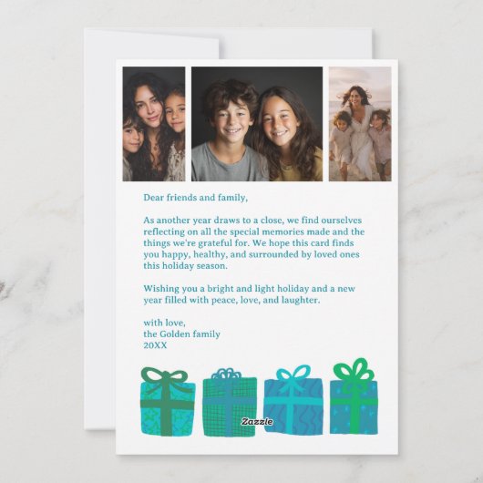 HAPPY HOLIDAYSギフトカスタムクリスマス3枚 シーズンカード (裏面)