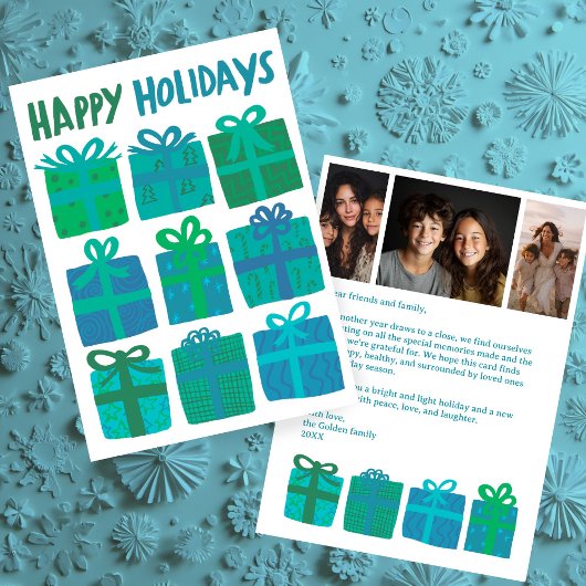 HAPPY HOLIDAYSギフトカスタムクリスマス3枚 シーズンカード