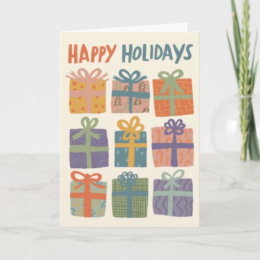 HAPPY HOLIDAYSギフトクリスマスドカスタムラフト シーズンカード (正面)