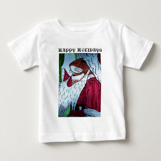 HAPPY HOLIDAYSクリスマスマウスの子供のシャツ ベビーTシャツ (正面)