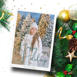 Happy Holidaysシグネチャースクリプトの写真モダン シーズンカード