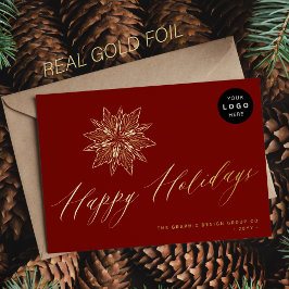 Happy Holidaysスクリプエレガントト企業のロゴ 箔シーズンカード
