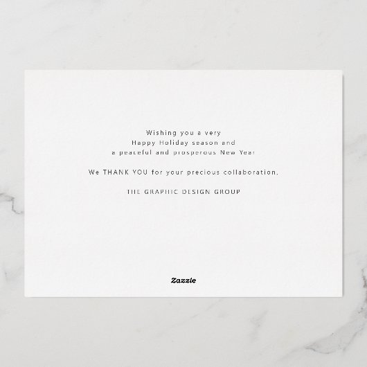 Happy Holidaysスクリプエレガントト企業のロゴ 箔シーズンカード (裏面)