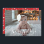 Happy Holidaysスクリプトクリスマスフォト シーズンカード<br><div class="desc">写真お気に入りのと「ハッピーホリデー」の言葉とシックなレタリングでの名前。最も重い紙にはマットを選択し、フォト解像度にはハイ最高のデフィニションを選択する。ライブデザインサービス救済は、必要なデザインのレイアウトをもし使用できる。</div>