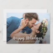 Happy Holidaysスクリプトクリスマスフォト シーズンカード (正面)