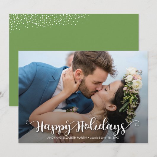 Happy Holidaysスクリプトクリスマスフォト シーズンカード (正面/裏面)