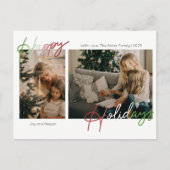 Happy Holidaysスクリプトフォト シーズンポストカード (正面)