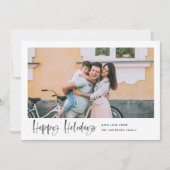 Happy Holidaysスクリプトモダンの写ミニマル真 シーズンカード (正面)
