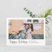 Happy Holidaysスクリプトモダンの写ミニマル真 シーズンカード (スタンド正面)