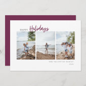 Happy Holidaysスクリプトモダンミニマリスト写真 シーズンカード (正面/裏面)