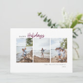 Happy Holidaysスクリプトモダンミニマリスト写真 シーズンカード (スタンド正面)