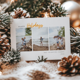 Happy Holidaysスクリプトモダンミニマリスト写真 シーズンカード