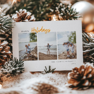 Happy Holidaysスクリプトモダンミニマリスト写真 シーズンカード