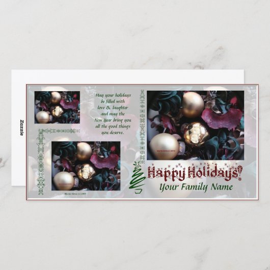 Happy Holidaysフォトカード – 写真を使う シーズンカード (正面/裏面)