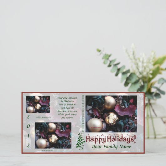 Happy Holidaysフォトカード(3) – 写真を使用 シーズンカード (スタンド正面)