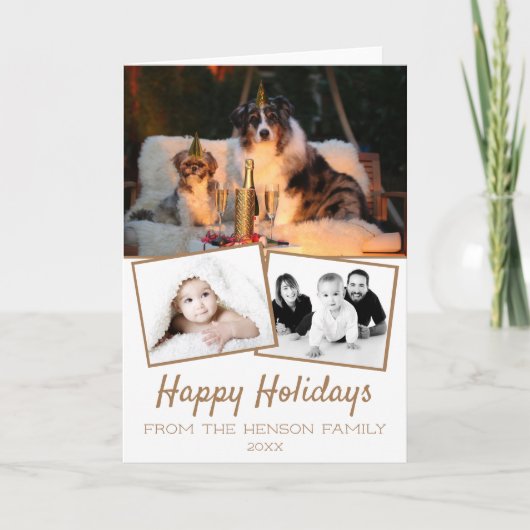 Happy Holidaysフォトコラージュ3写真 シーズンカード (正面)