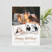 Happy Holidaysフォトコラージュ3写真 シーズンカード (スタンド正面)